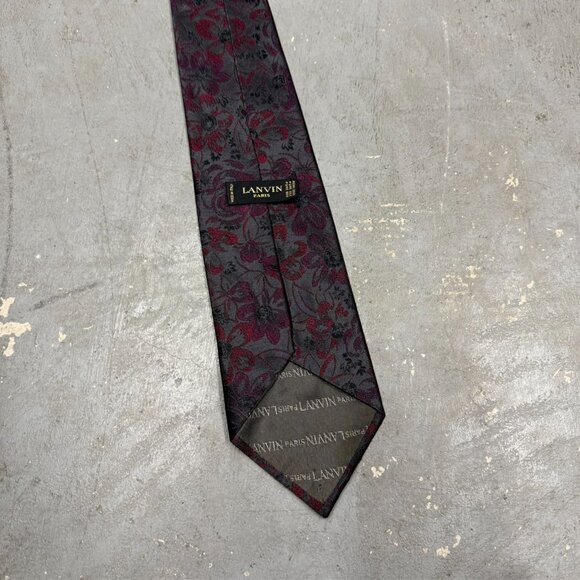 Lanvin Paris Tie 100% Silk Made in Italy Paisley Purple Woven 3.5" - Picture 3 of 6